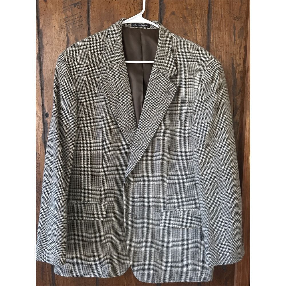 Mens Savile Row Jacket Brown Herringbone 100% Wool Blazer Pockets Woolmark 44R